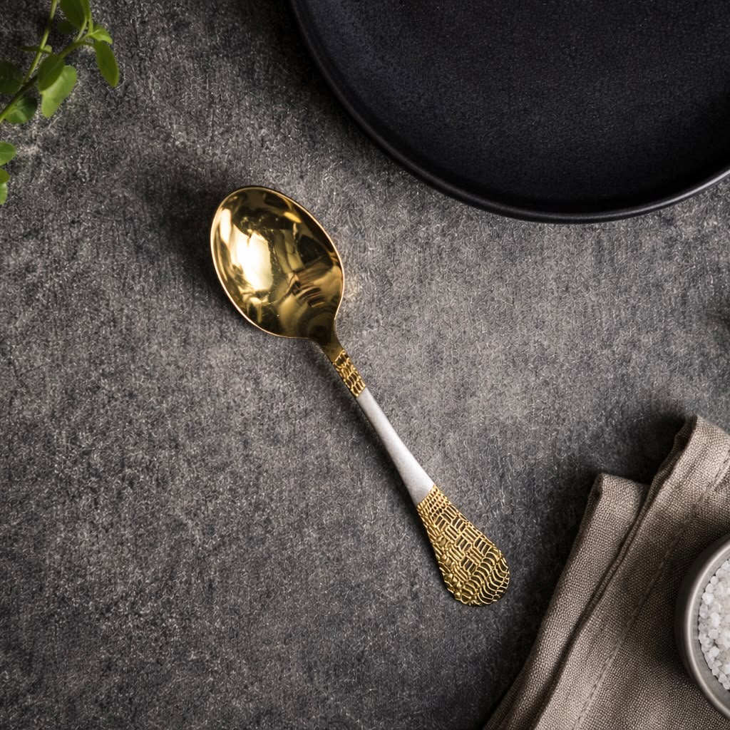 Textured Gold Cutlery Spoon AH-104 Moradabad